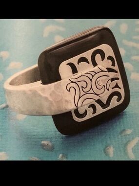 Retired Silpada 925 black agate ring